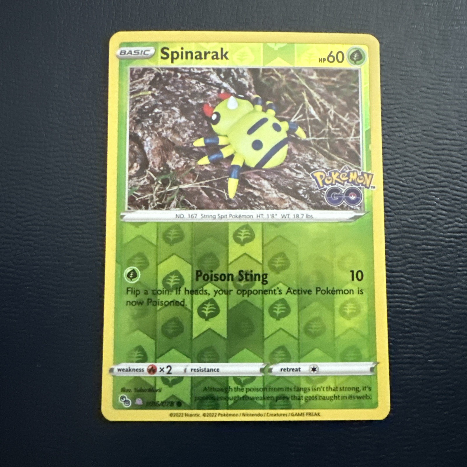 Spinarak (Peelable Ditto) Reverse Holo Common Pokemon GO 006/078 NM
