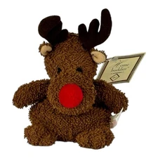 Russ Berrie Home Buddies Red Nose Reindeer Plush Toy w/ Tag Christmas Terrycloth