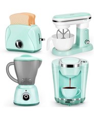 Play Kitchen Appliances Toy Set with Coffee Maker Machine Mixer Toaster Blend...