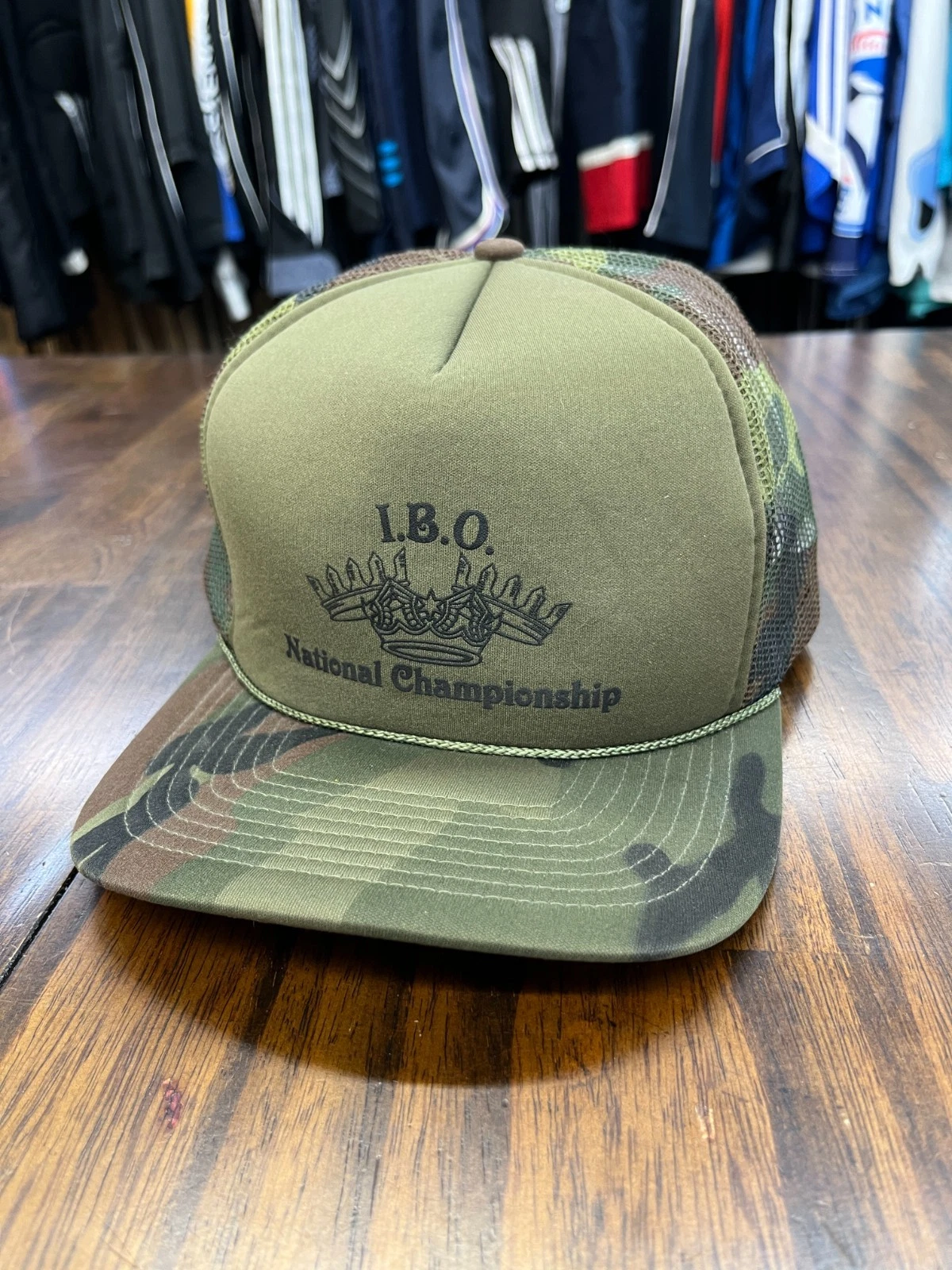 Vtg IBO National Championship Trucker Hat Snapback Camo Archery San Sun
Opens in a new window or tab