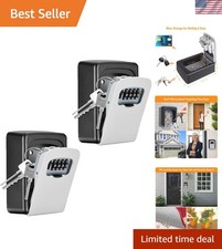Key Lock Box Wall Mounted, 4 Digit Combination Lockbox for Outside, House Key...