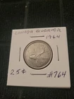 1964 - Canada 25 cent - circulated Canadian quarter