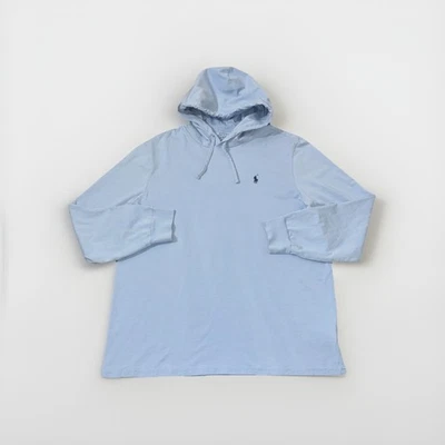 Polo Ralph Lauren Men’s Long Sleeve Hooded T-Shirt Baby Blue XL Drawstring Logo - Image 1 of 4