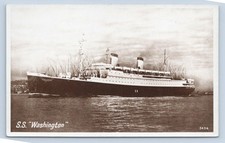 RPPC WWII VTG Postcard SS Washington Ship Ocean Liner
