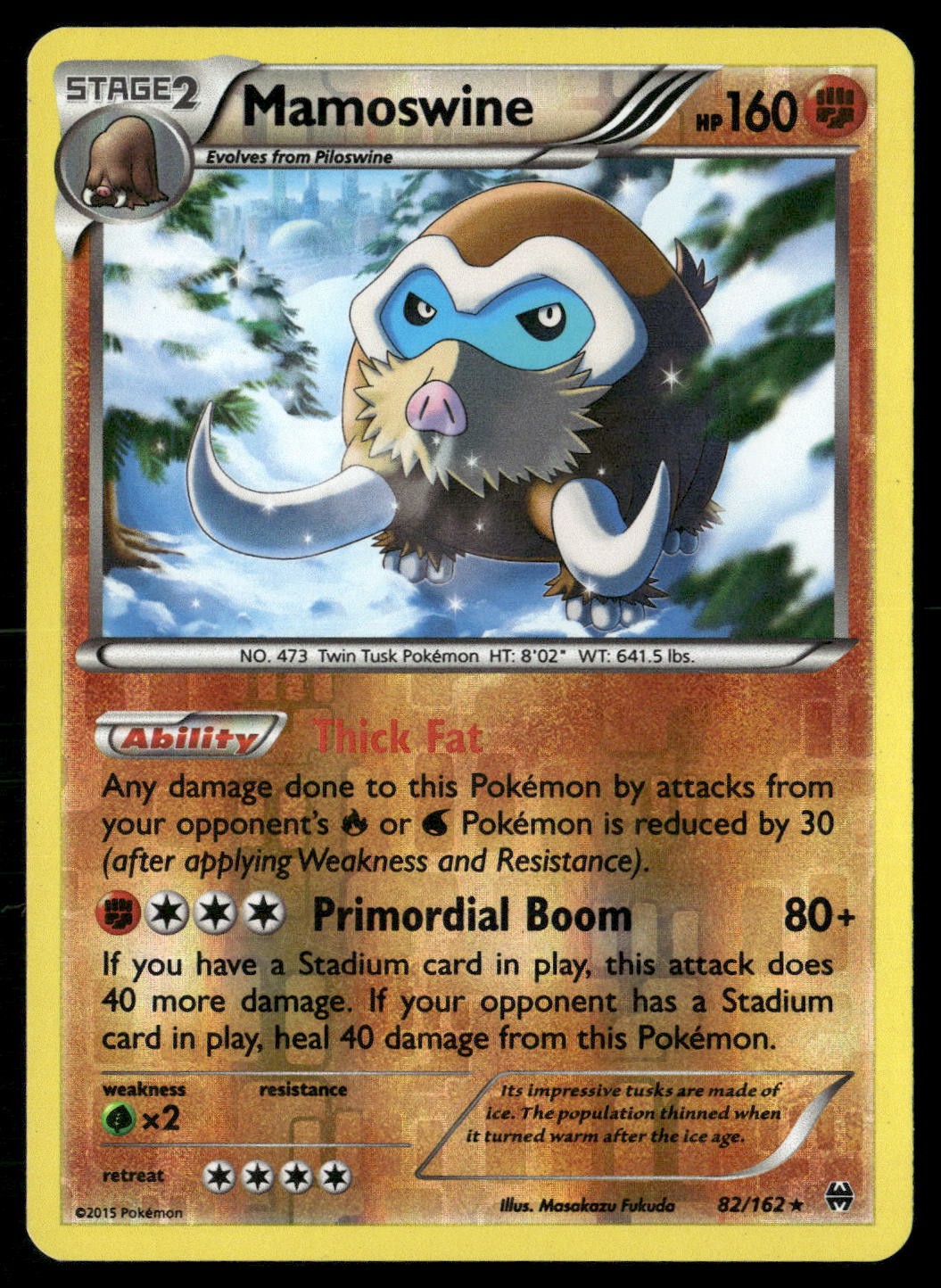 Mamoswine 82/162 Holo Rare BREAKthrough Pokemon Reverse Holo Moderately Played