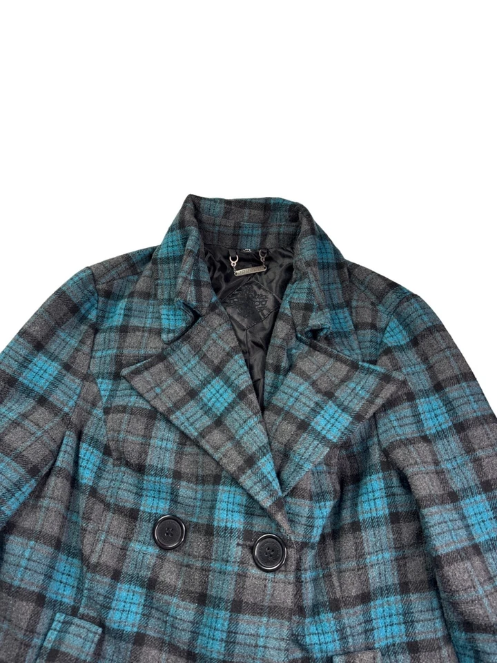 Vintage Y2K JouJou Plaid Wool Blend Double Breasted Womens Peacoat Jacket Size M - Image 2 of 4