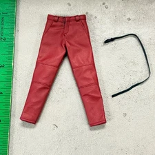 MO-SMLPT-RD: 1/12 Red faux leather pants with belt for 6" medium to slim body
