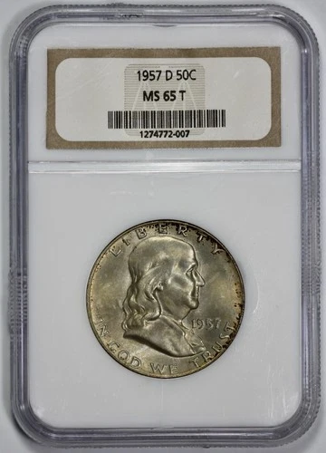 1957-D Franklin 50c Silver Half Dollar NGC MS 65 Toned