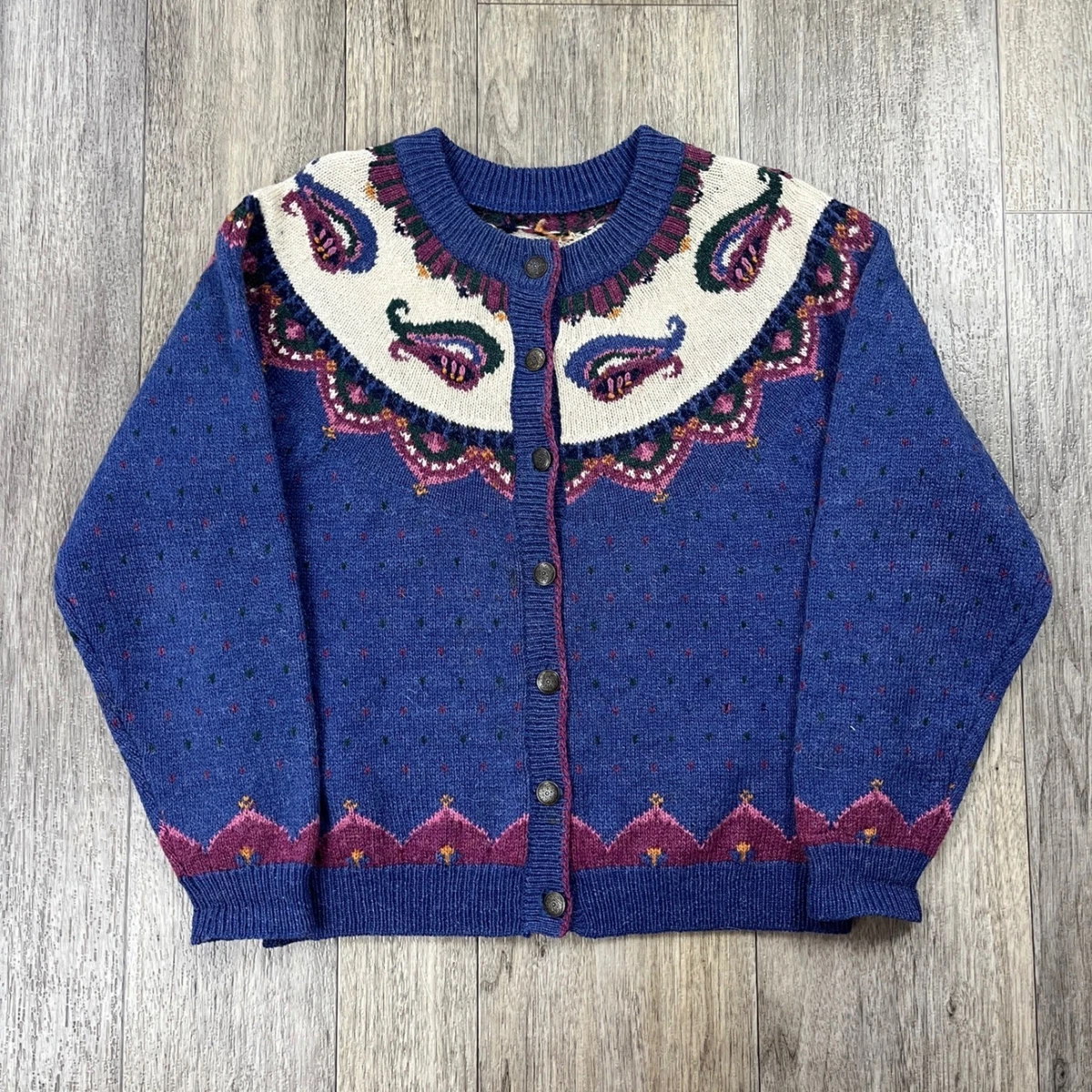 Paisley Cardigan Blue Sweaters for Women for sale | eBay