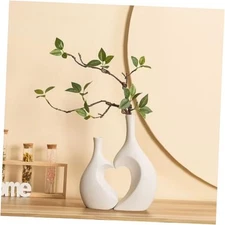 Ceramic Vase Set of 2, Heart ins Style Decorative Ceramic Aesthetic Flower 