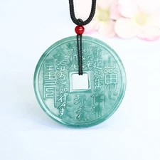 Natural Jade Jadeite Blue Water Pendant Talisman for Protection Chinese Amulet 