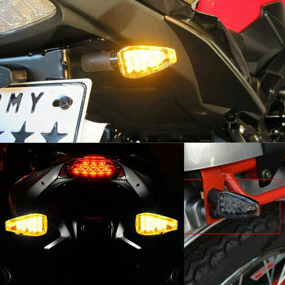 Indicador de luz intermitente LED ámbar de señal de giro para motocicleta Honda Suzuki Yamaha Foto 3 de 4