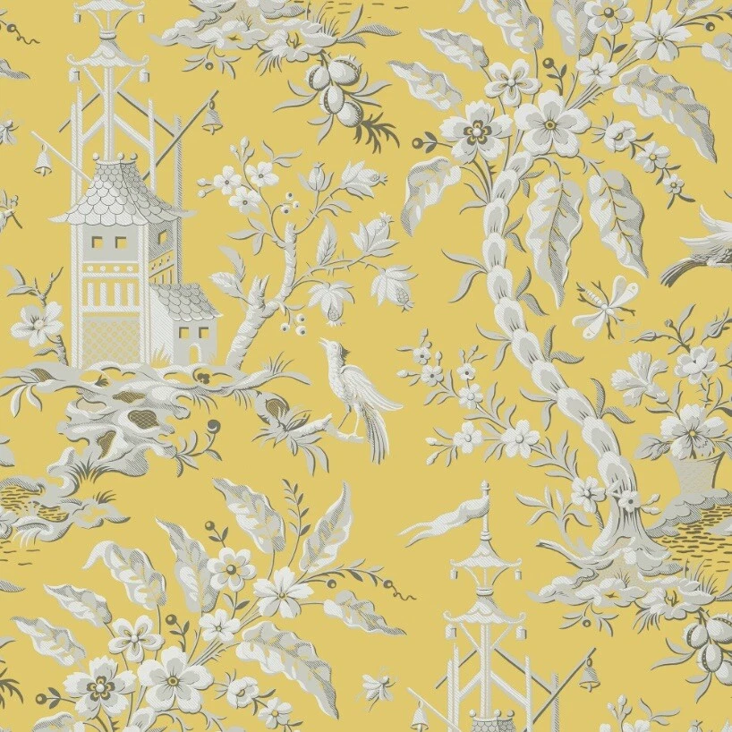 Thibaut T14206 Pagoda Garden Yellow Imperial Garden Wallpaper Double Roll NEW - Image 2 of 4