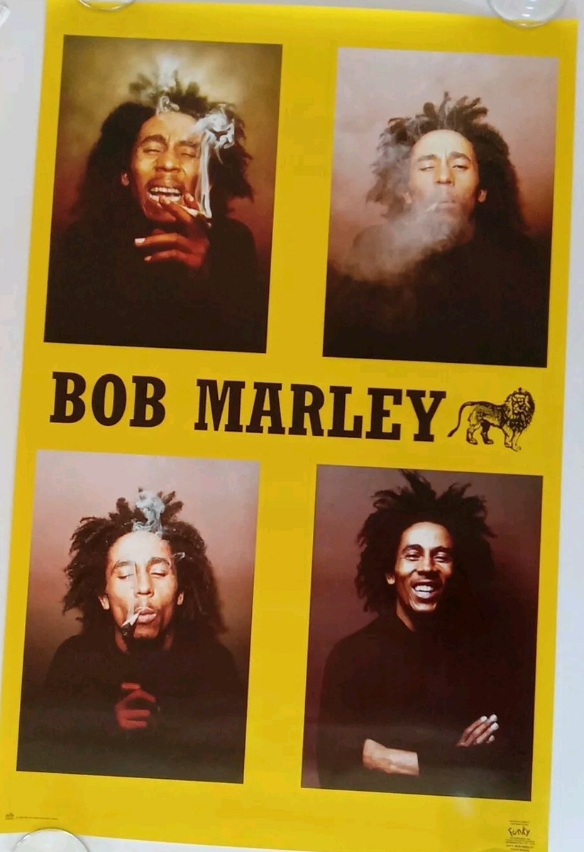 Cintage Original Bob Marley Four Heads Poster Smoking 2004 Iconic