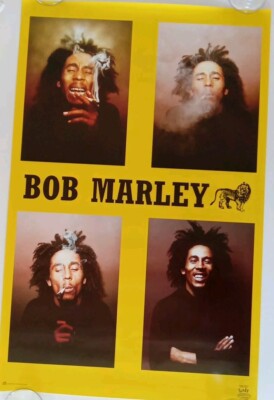 Cintage Original Bob Marley Four Heads Poster Smoking 2004 Iconic