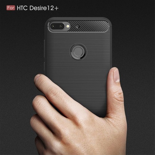 HTC Desire 12 Plus Case Carbon Fiber Optyka Szczotkowane etui ochronne Cover Czarne - Zdjęcie 7 z 8