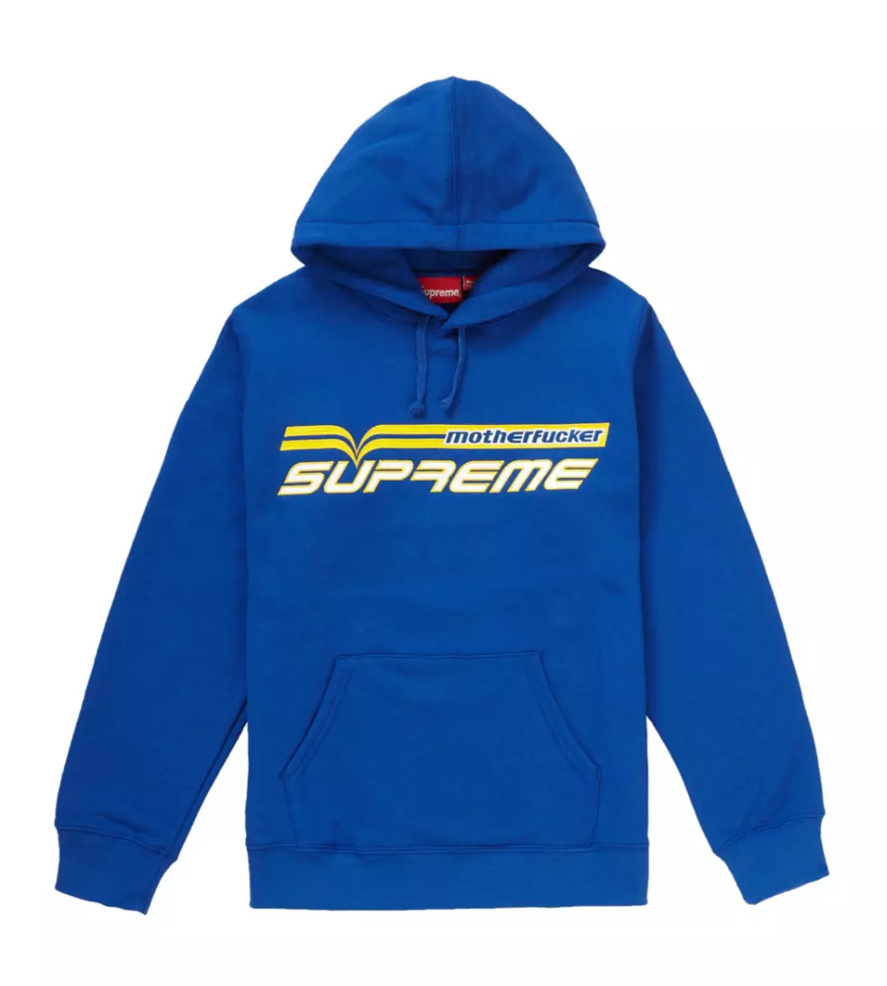 Neuf ! Sweat à capuche Supreme S/S 19 Motherf*cker (Royal) Large