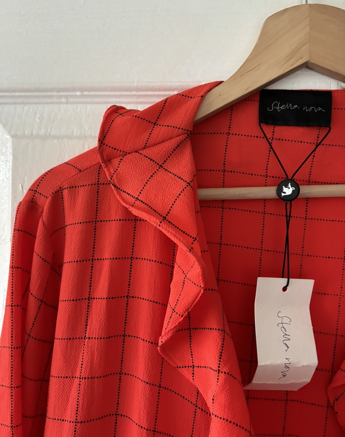 STELLA NOVA RED GRID CHECK WRAP DRESS SIZE 44 NEW eBay