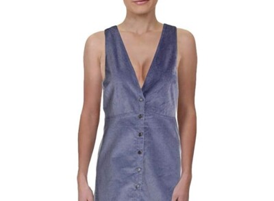 Free People Womens S Blue Sleeveless Rolling Thunder Corduroy Mini