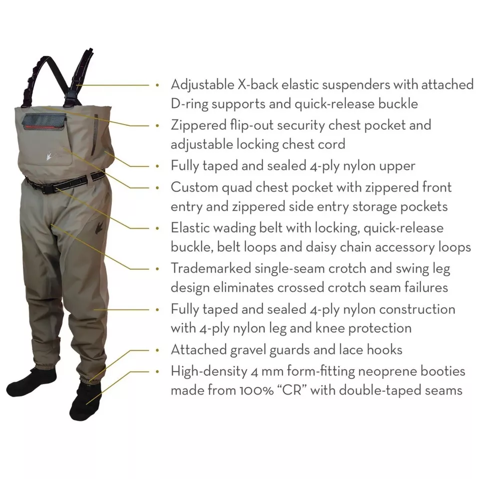 Frogg Toggs ANURA II Breathable Stocking foot Chest Wader 2711149 Khaki Men's M - Image 3 of 3