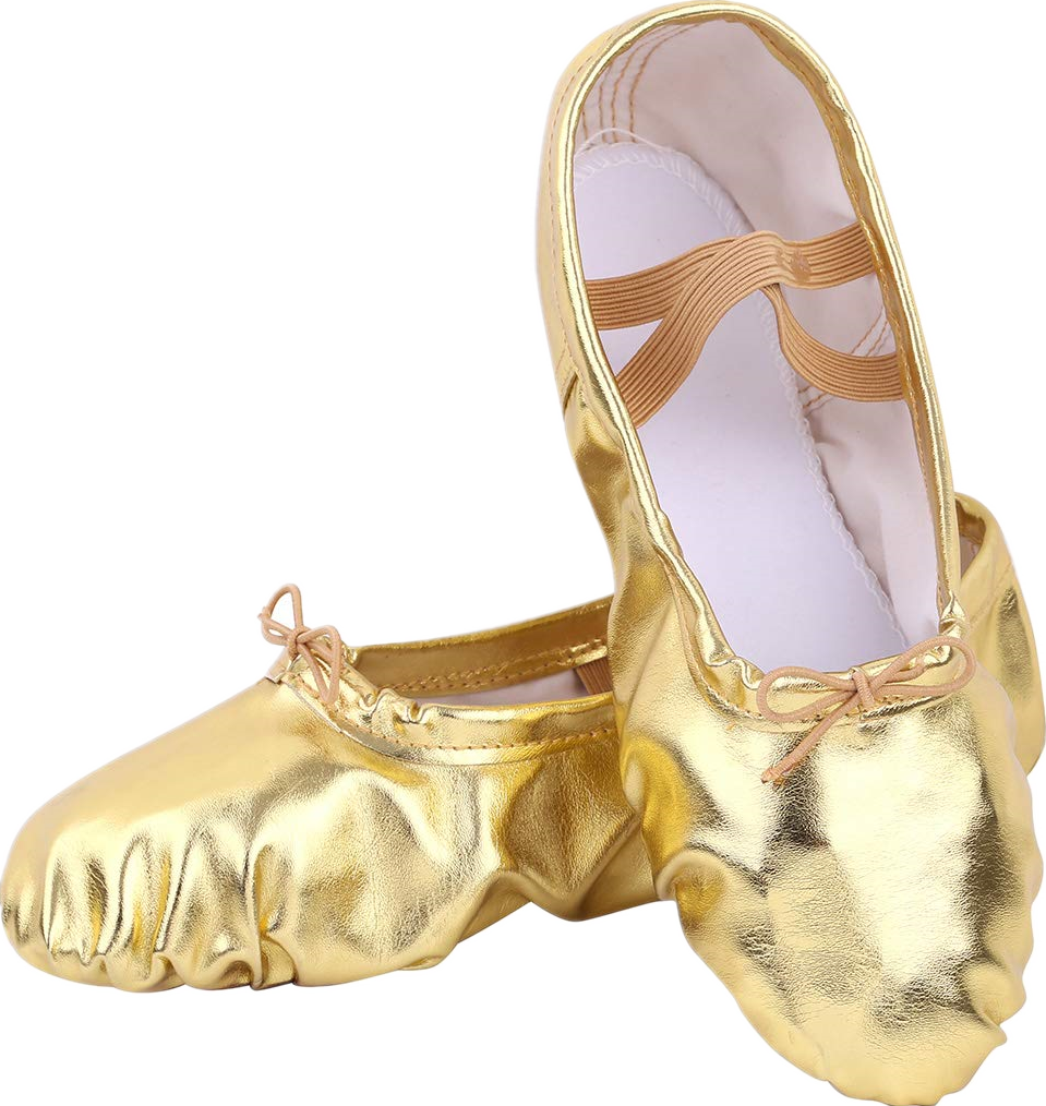 Gold Silver PU Leather Ballet Dance Split-Sole Slipper Shoes Toddler Girl  Women