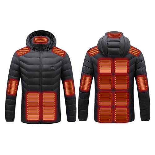 11/15 Areas Heating Jacket Electric Heated Coat USB Charging Thermal Hooded Coat - Zdjęcie 21 z 22