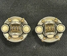 Vintage Fahrenheit Industrial Signed Statement Clip on Earrings