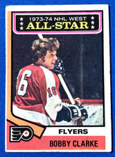 BOBBY CLARKE  1974-75 Topps #135 Excellent; SHIPS FREE; 1 home OLD TIME HOCKEY