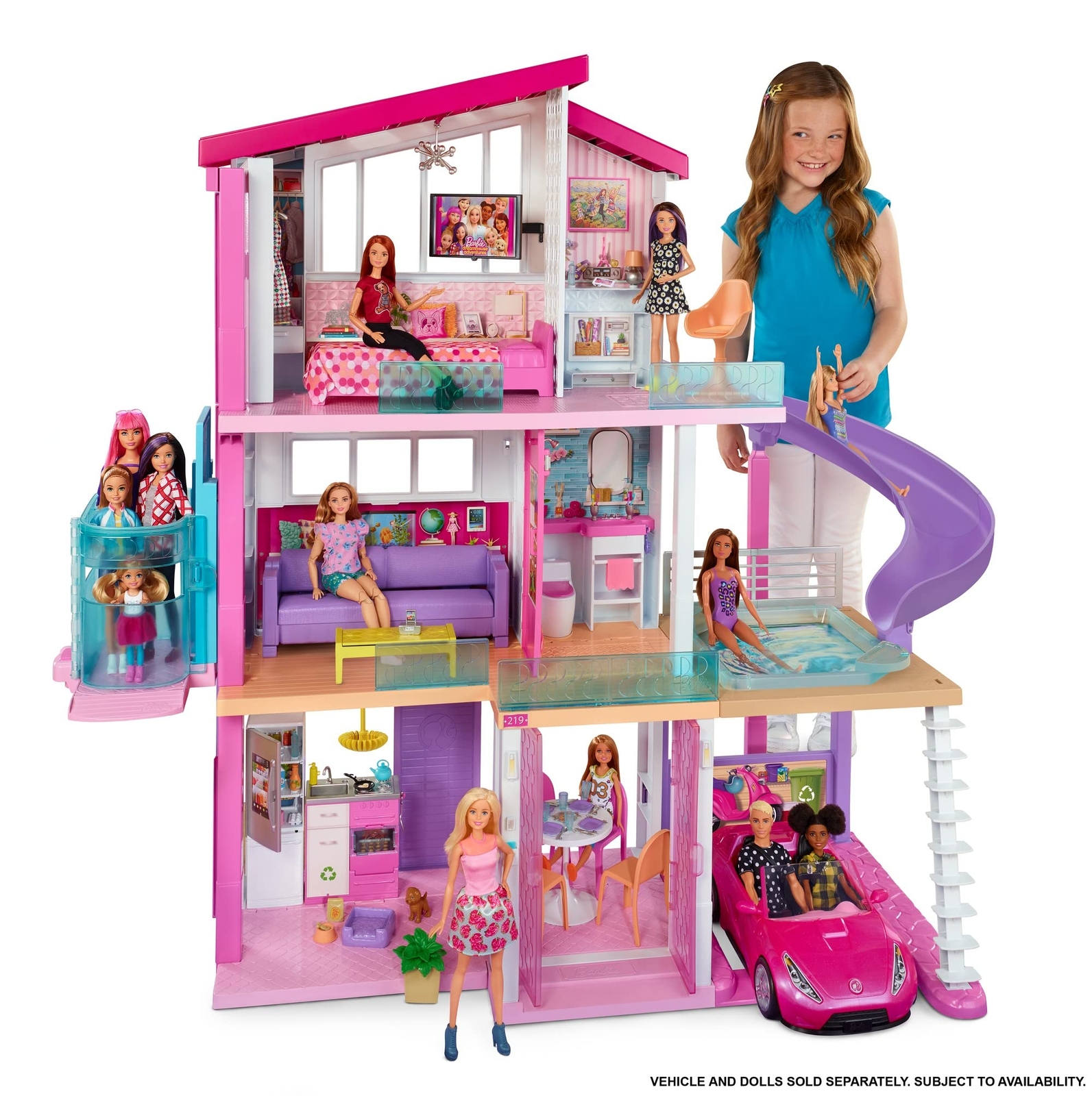 dollhouse with pool and slide