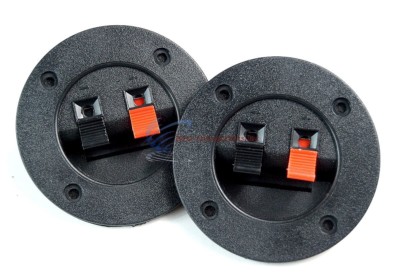 2 PCS Audiopipe Round Push Spring Terminal Cup Connector Speaker Subwoofer