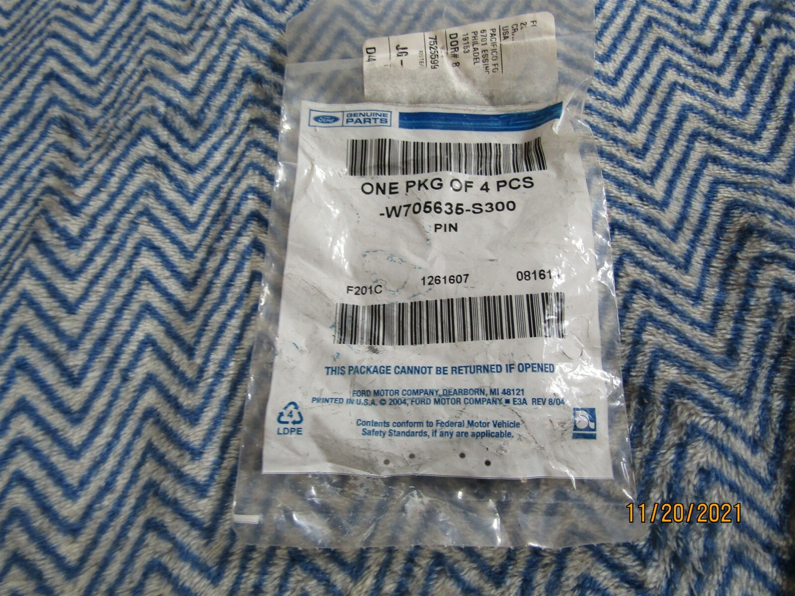 4 Part Number NOS FORD PIN LOT OF 4 PART NUMBER W705635-S300 NEW GENUINE FORD | eBay