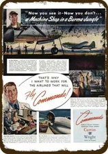 1945 CURTISS WRIGHT COMMANDO AIRCRAFT Vintage Look METAL SIGN - FLY COMMANDO
