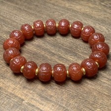 Special Tibetan 10 14mm Old Red Agate Retroflex pattern Beads Bracelet