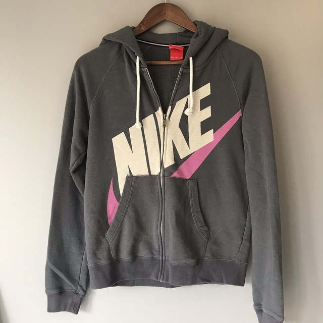 Download Nike Womens Gray Full Zip Up Hooded Sweatshirt Size Medium ...