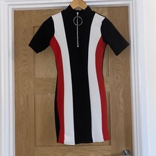 Pretty Little Thing Black, Red & White Motorcross / Racer Dress