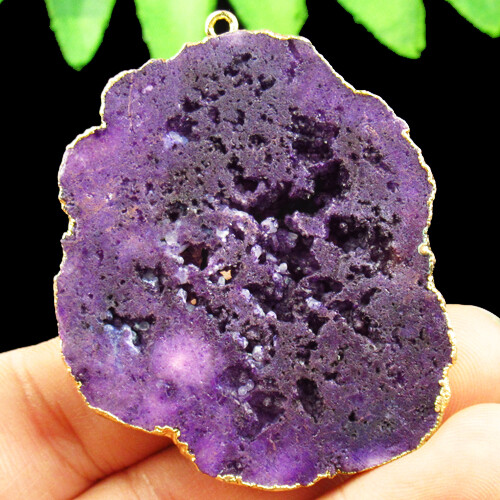 54x44x6mm Purple Titanium Crystal Agate Druzy Quartz Geode Pendant Q08143