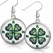 Four Leaf Clover Lucky St Patrick's Day Earrings Festive Yet Classy