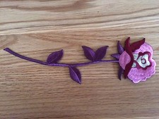  3816D 9"H Red,Purple ,Gold Rose Flower Embroidery Iron On Applique Patch