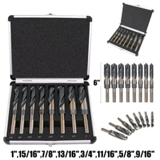 8 PCS HSS Cobalt Silver and Deming Drill Bits Set Large Size 9/16 inch to 1 inch