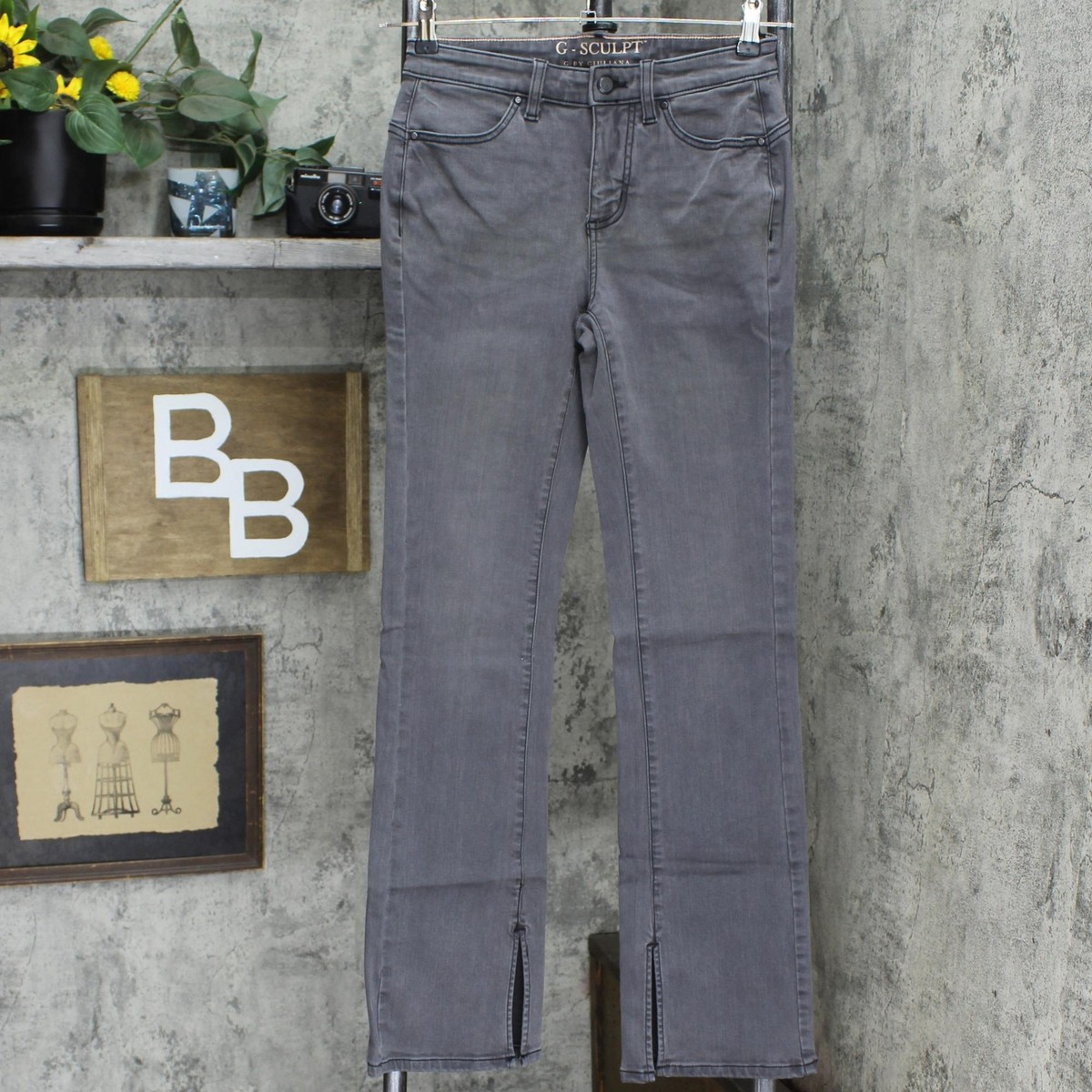 g BY GIULIANA Womens Lycra Inside Slit Boot-Cut Jean Valley Gray