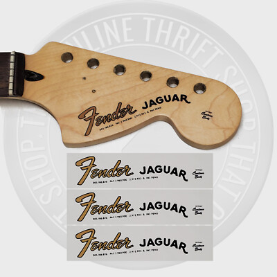 Fender 60's Jaguar Waterslide Guitar Neck Headstock Decals (Set of 3)