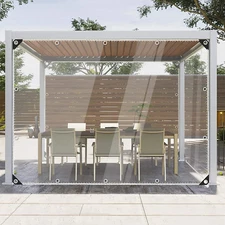 Waterproof Clear Tarpaulin Tarp w/ Grommets Heavy Duty PVC Patio Plant Cover US