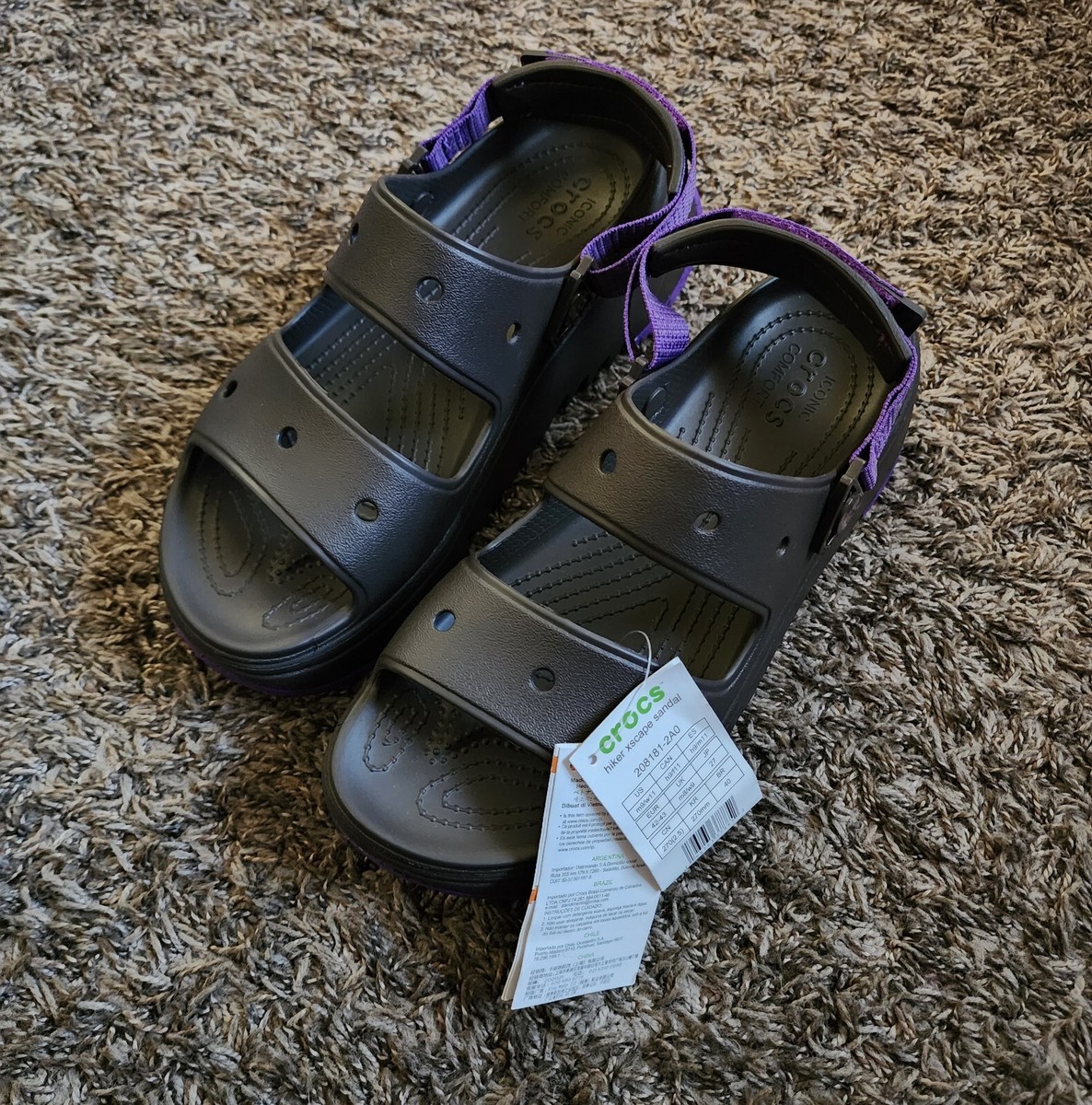 NWT Crocs Hiker Xscape Espresso/Purpl e Hiking Sandals M9 W11 ? #นี่แหละรองเท้าสายลุยที่จริงใจ . . Crocs Hiker Xscape และ  main image 3
