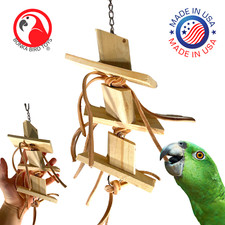 3897 Natural Wood Stepper Parrot Bird Toys Cockatiel Parakeet Chew Forage