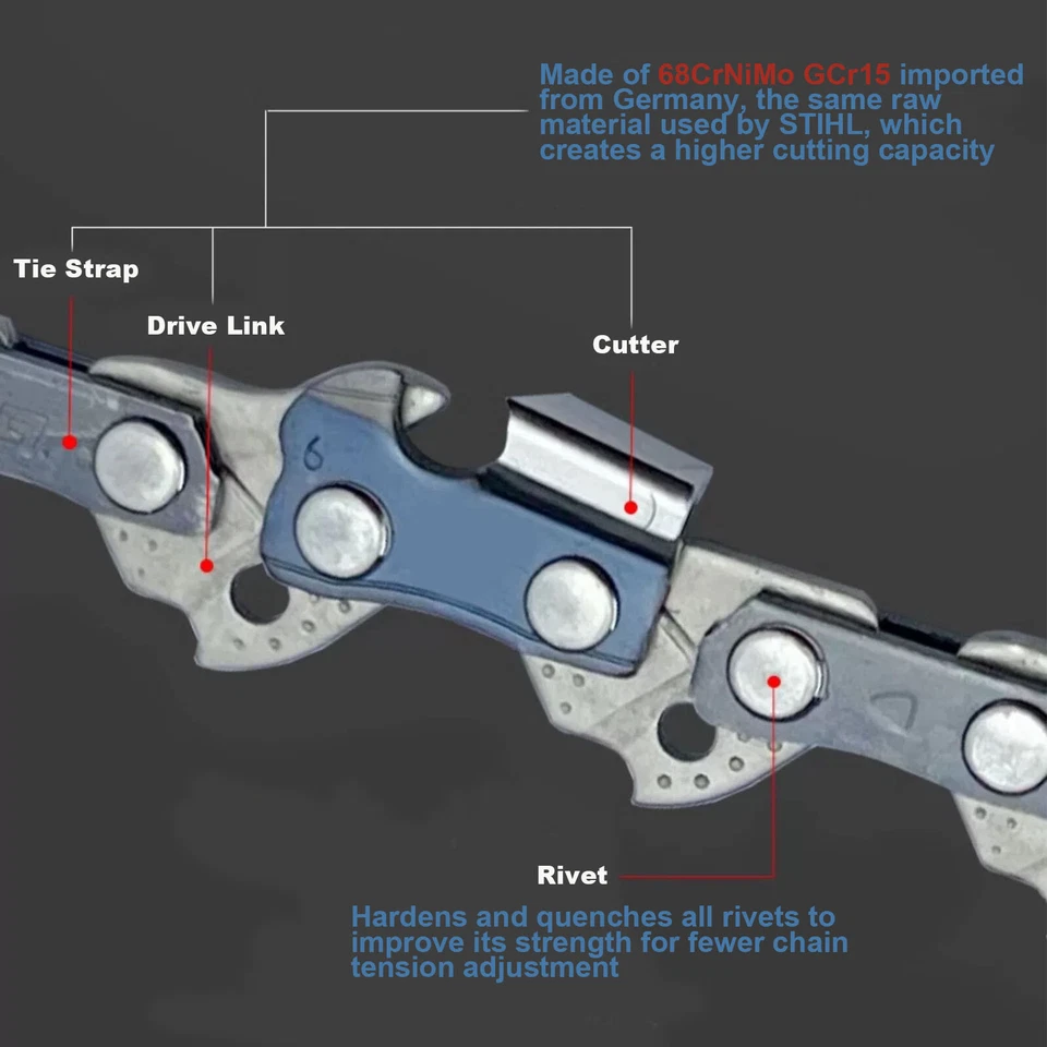 Cadena de motosierra de 16" 3 piezas PARA Craftsman CMECS600/S165/S160/CMXGSAMN4216, HOJA Foto 4 de 4