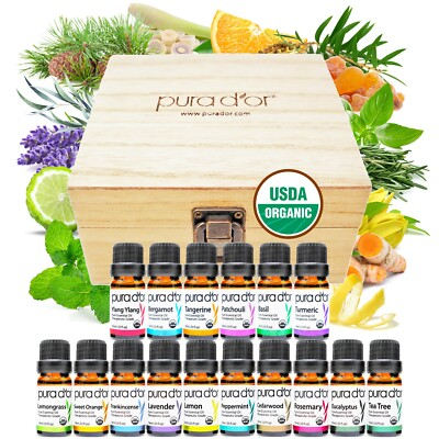 #ad #ad PURA D#x27;OR Dor Sweet16 Essential Oil Set 100% Organic 16x 10ml w Wooden Box $29.99