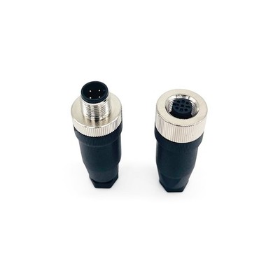 1 Set M12 4-Pin Female Male A-Code Straight Circular Sensor Aviation Connector