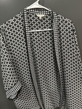 Max Studio Chiffon Black/white Ladies Chiffon Open Front Cardigan - Size M