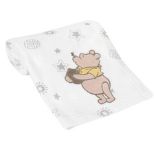 Disney Baby Lambs Ivy Winnie-the-Pooh Embroidered Plush Baby Blanket