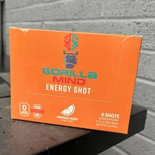 Gorilla Mind Caffeine Energy Shot - Orange Rush - 6 Drinks, 3 Fl Oz Each